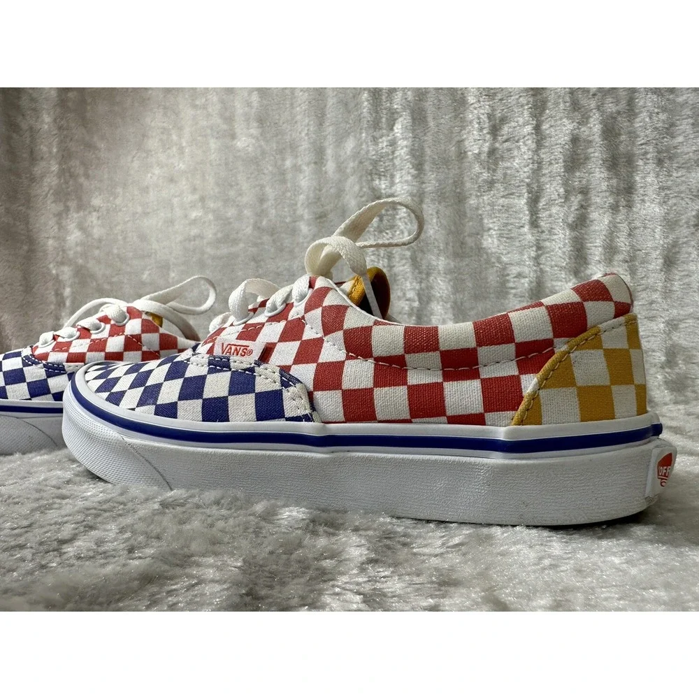 Vans Era Multi Color Checkerboard Red Blue‎ Yellow Sneakers Kids Juniors 4.0